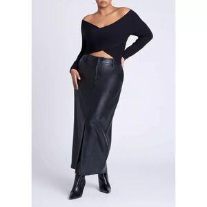 ELOQUII Wrap Front Cropped Sweater - 26/28, Black
